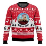 Hooktab Make It Snow Santa Picard Star Trek Ugly Christmas Sweater