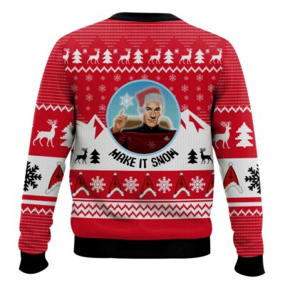 Hooktab Make It Snow Santa Picard Star Trek Ugly Christmas Sweater