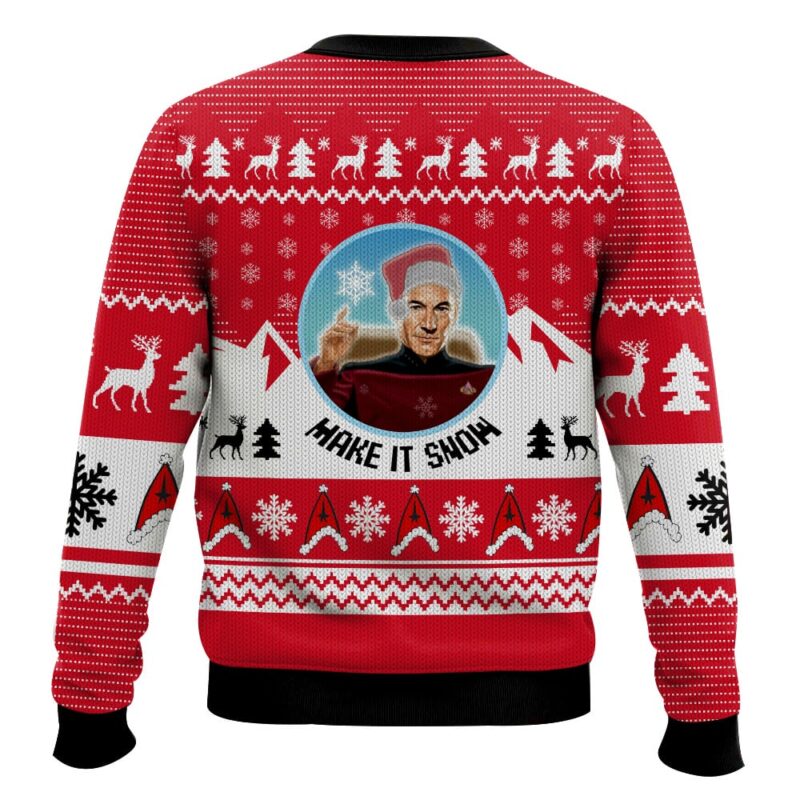 Hooktab Make It Snow Santa Picard Star Trek Ugly Christmas Sweater Hooktab Make It Snow Santa Picard Star Trek Ugly Christmas Sweater
