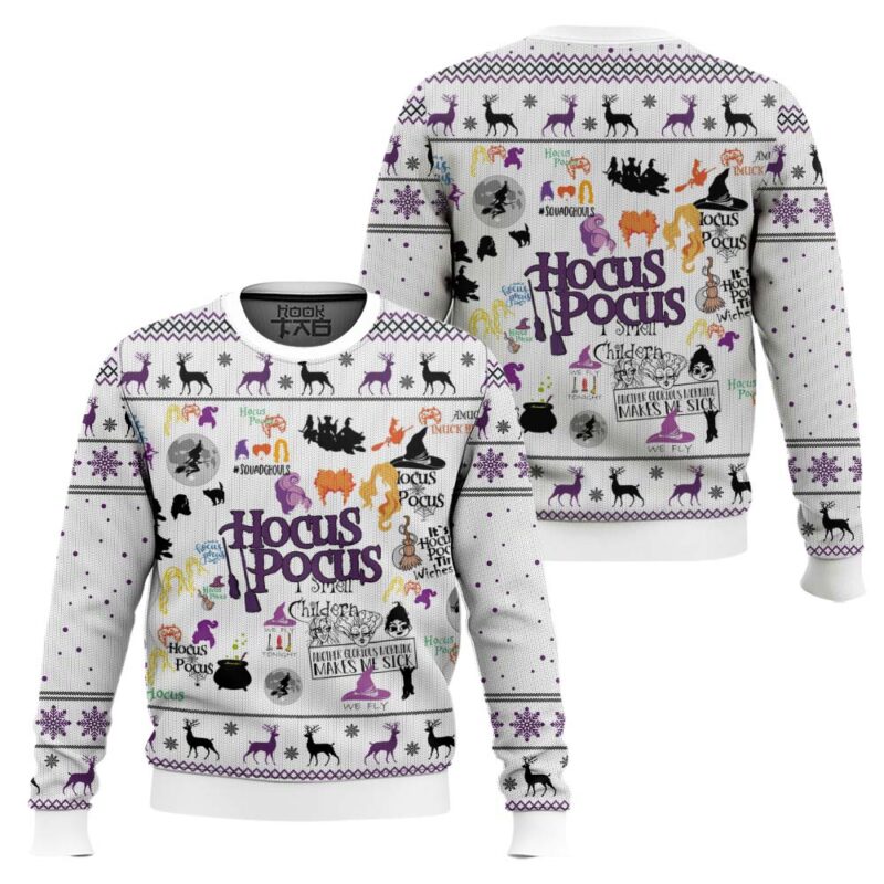 Hooktab Make Me Sick Hocus Pocus Ugly Christmas Sweater Hooktab Make Me Sick Hocus Pocus Ugly Christmas Sweater