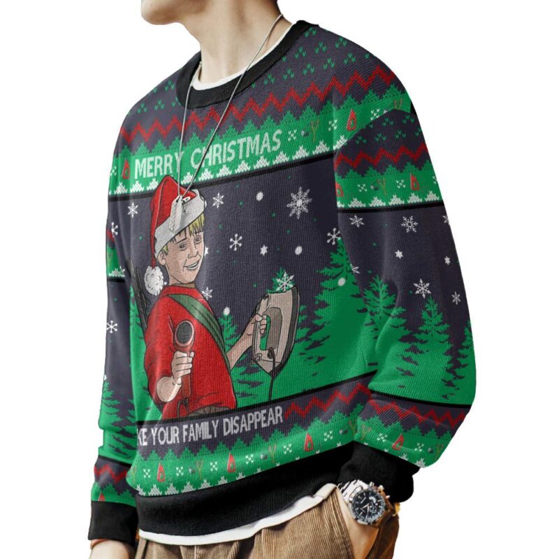Hooktab Make Your Family Disappear Home Alone Ugly Christmas Sweater Hooktab Make Your Family Disappear Home Alone Ugly Christmas Sweater