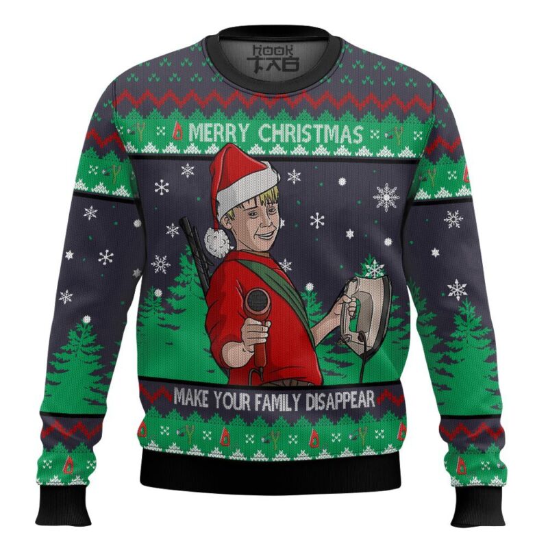 Hooktab Make Your Family Disappear Home Alone Ugly Christmas Sweater