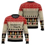 Hooktab Maker’s Mark Bourbon Whisky Ugly Christmas Sweater