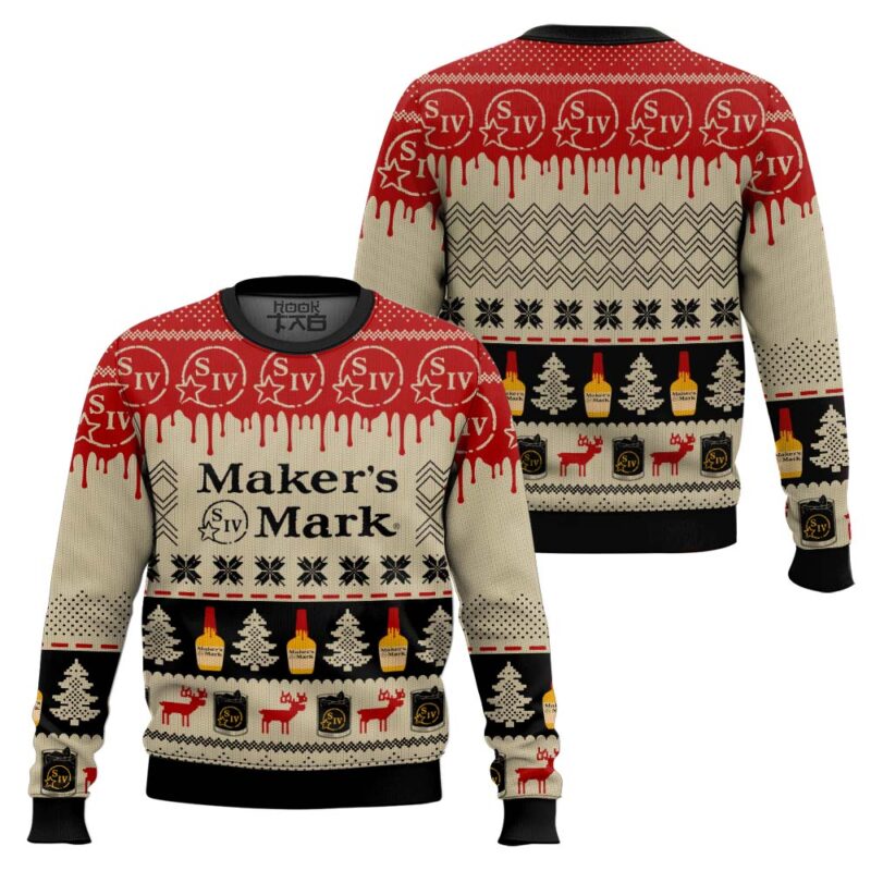 Hooktab Maker’s Mark Bourbon Whisky Ugly Christmas Sweater Hooktab Maker’s Mark Bourbon Whisky Ugly Christmas Sweater