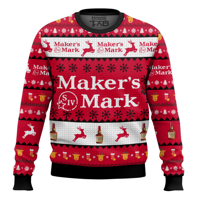 Hooktab Maker’s Mark Reindeer Ugly Christmas Sweater