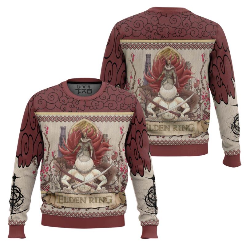 Hooktab Malenia Blade Of Maquella Elden Ring Ugly Christmas Sweater Hooktab Malenia Blade Of Maquella Elden Ring Ugly Christmas Sweater