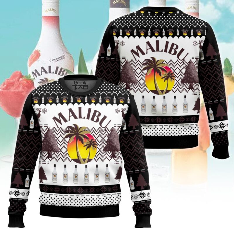 Hooktab Malibu Coconut Rum Ugly Christmas Sweater Hooktab Malibu Coconut Rum Ugly Christmas Sweater