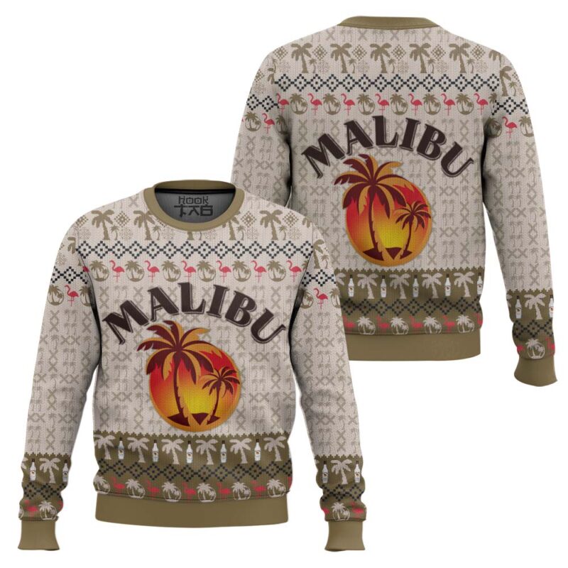 Hooktab Malibu Rum Coconut Flavored Ugly Christmas Sweater Hooktab Malibu Rum Coconut Flavored Ugly Christmas Sweater