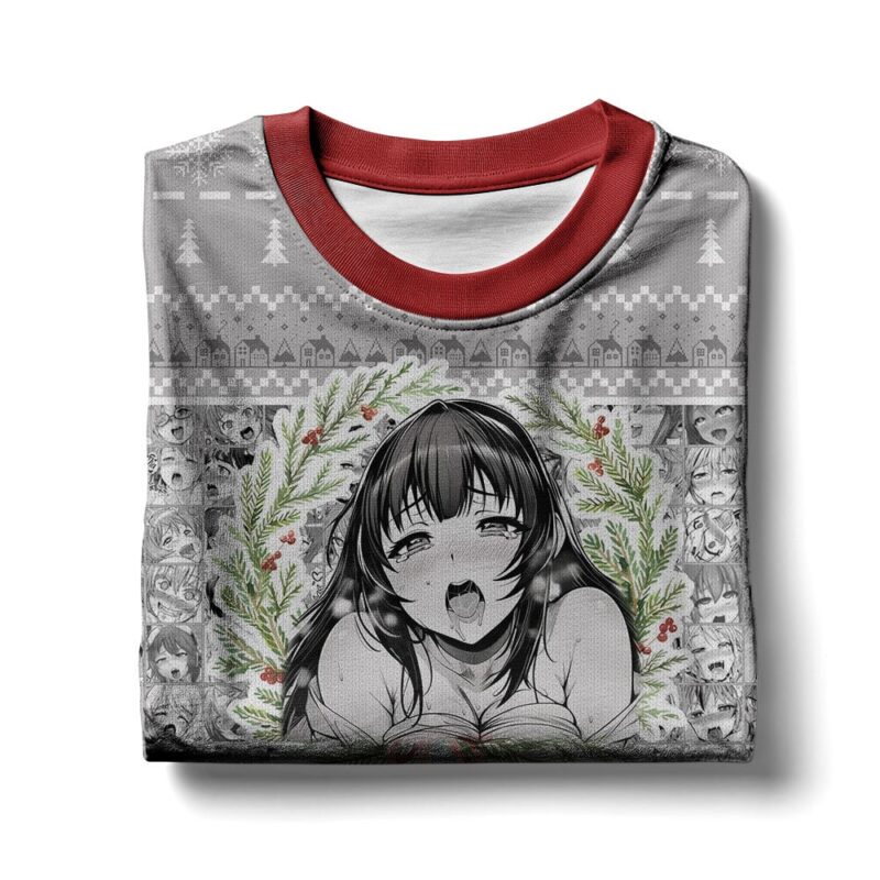 Hooktab Manga Girl Waifu Ahegao Ugly Christmas Sweater Hooktab Manga Girl Waifu Ahegao Ugly Christmas Sweater