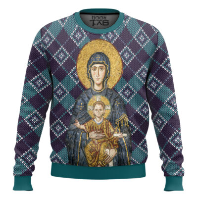 Hooktab Maria And Jesus In Eastern Orthodox Ugly Christmas Sweater