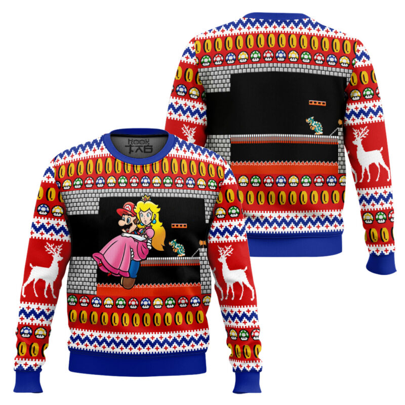 Hooktab Mario Bros Bowser's Castle Ugly Christmas Sweater Hooktab Mario Bros Bowser's Castle Ugly Christmas Sweater