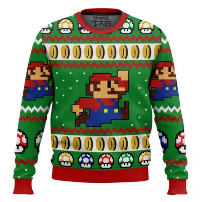 Hooktab Mario Bros Jump Ugly Christmas Sweater