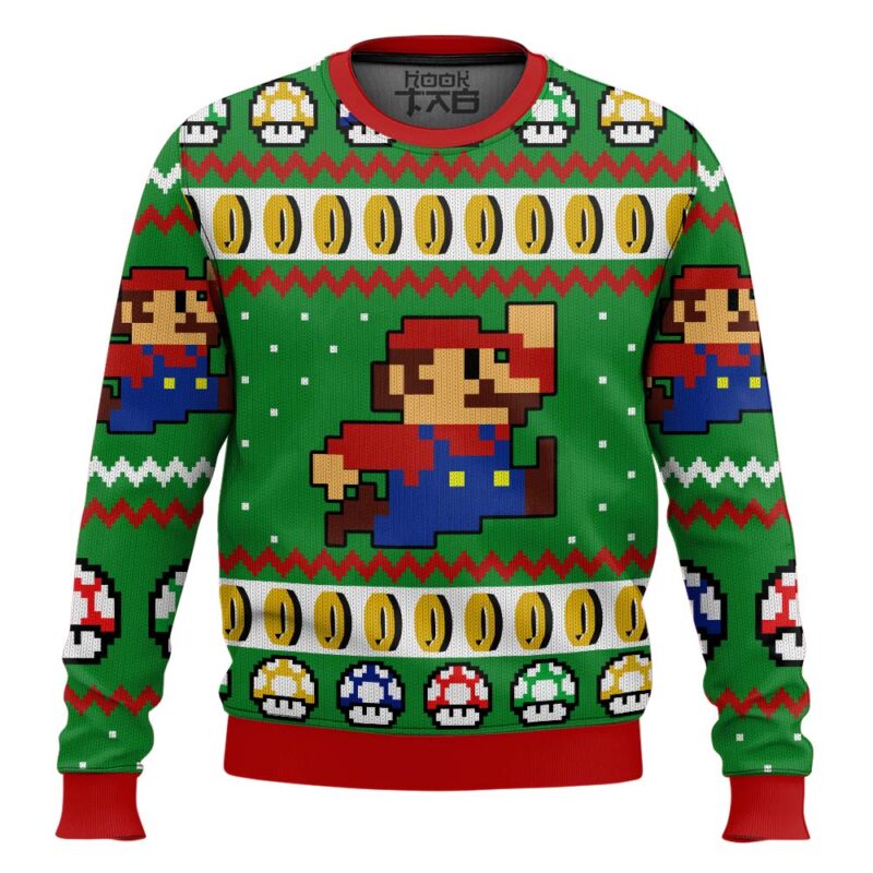 Hooktab Mario Bros Jump Ugly Christmas Sweater