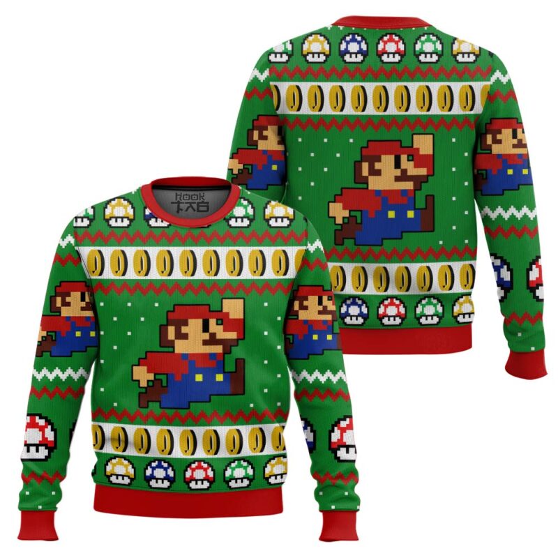 Hooktab Mario Bros Jump Ugly Christmas Sweater Hooktab Mario Bros Jump Ugly Christmas Sweater