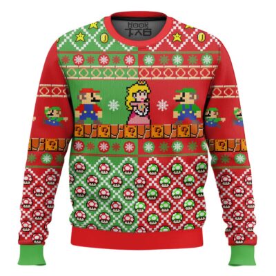 Hooktab Mario Bros Rescue Princess Peach Ugly Christmas Sweater