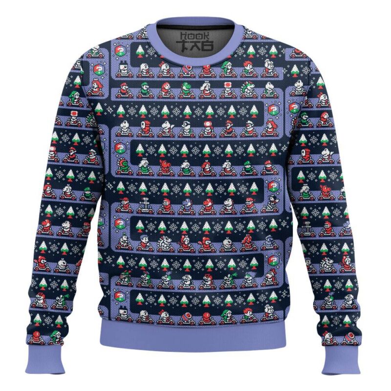 Hooktab Mario Kart Grand Prix Ugly Christmas Sweater