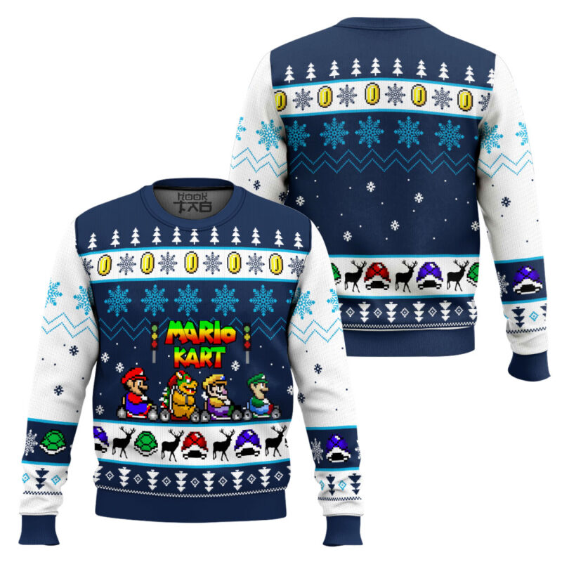 Hooktab Mario Kart Racing Ugly Christmas Sweater Hooktab Mario Kart Racing Ugly Christmas Sweater
