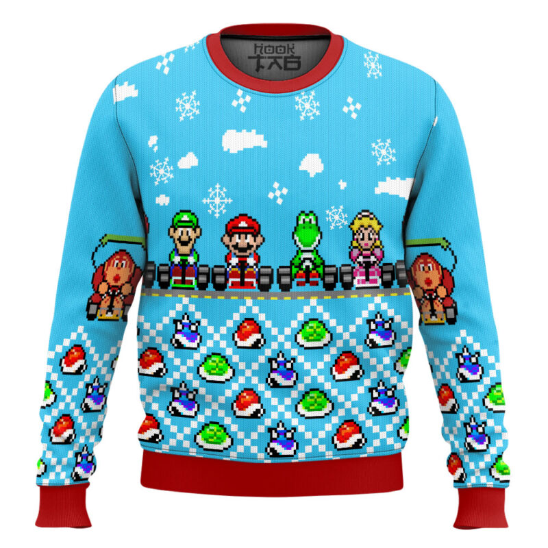 Hooktab Mario Kart Super Mario Bros Ugly Christmas Sweater
