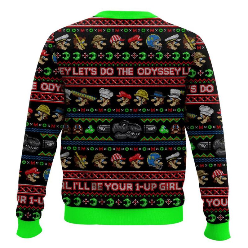 Hooktab Mario Let's Do The Odyssey, Ugly Christmas Sweater Hooktab Mario Let's Do The Odyssey, Ugly Christmas Sweater