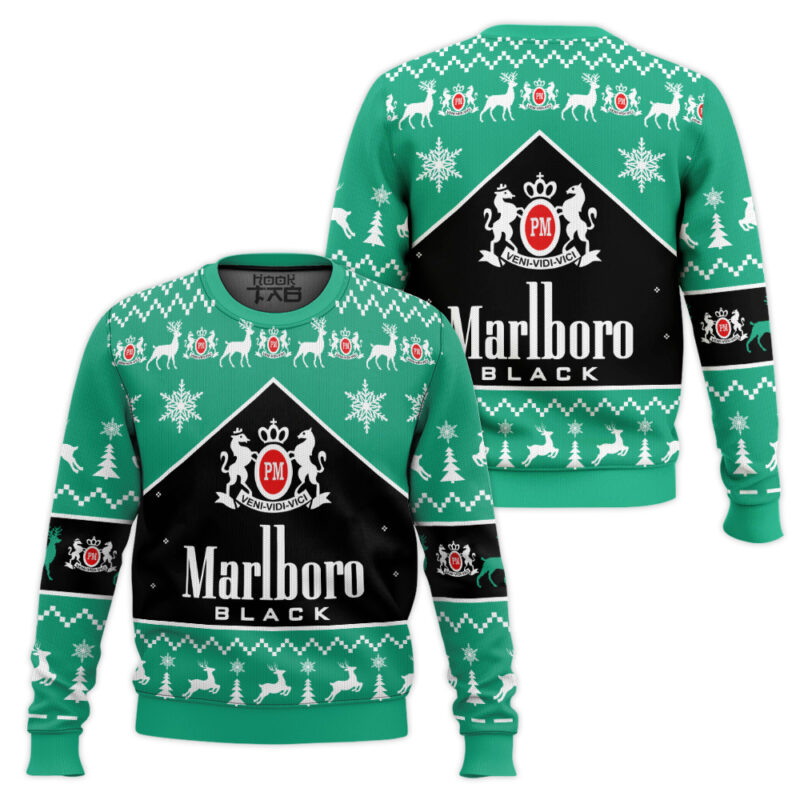 Hooktab Marlboro Black Menthol Ugly Christmas Sweater Hooktab Marlboro Black Menthol Ugly Christmas Sweater