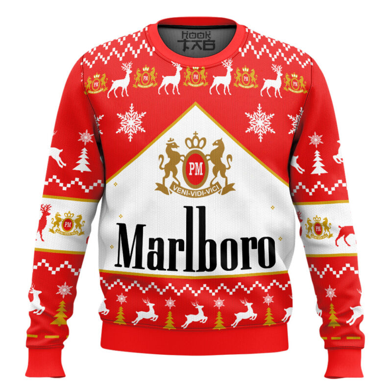 Hooktab Marlboro Cigarette Ugly Christmas Sweater