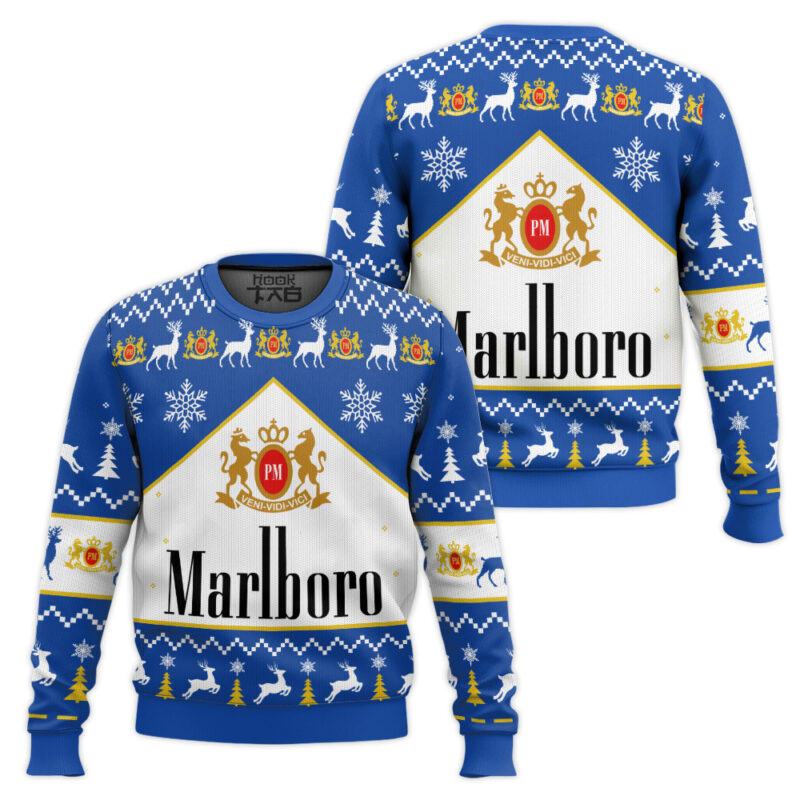 Hooktab Marlboro Cool Menthol Ugly Christmas Sweater Hooktab Marlboro Cool Menthol Ugly Christmas Sweater