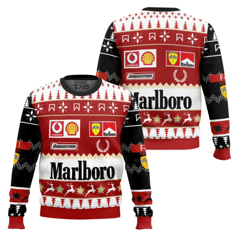 Hooktab Marlboro Formula 1 Ugly Christmas Sweater Hooktab Marlboro Formula 1 Ugly Christmas Sweater