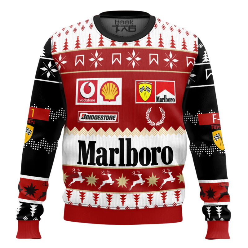 Hooktab Marlboro Formula 1 Ugly Christmas Sweater Hooktab Marlboro Formula 1 Ugly Christmas Sweater