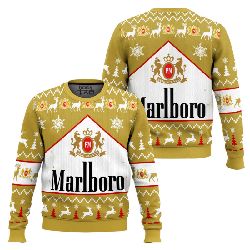 Hooktab Marlboro Gold Ugly Christmas Sweater Hooktab Marlboro Gold Ugly Christmas Sweater