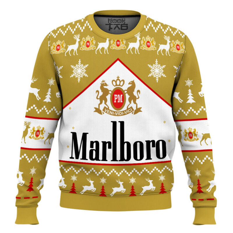 Hooktab Marlboro Gold Ugly Christmas Sweater