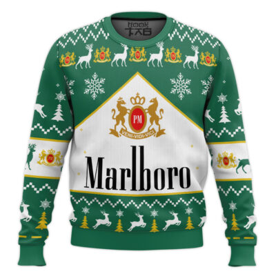 Hooktab Marlboro Green Menthol Ugly Christmas Sweater