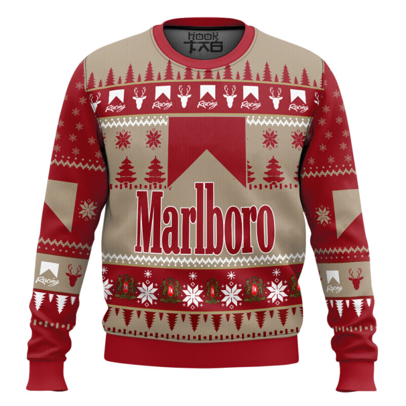 Hooktab Marlboro Racing Ugly Christmas Sweater Hooktab Marlboro Racing Ugly Christmas Sweater