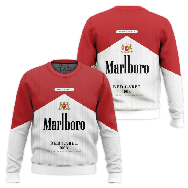 Hooktab Marlboro Red Label 100's Ugly Christmas Sweater Hooktab Marlboro Red Label 100's Ugly Christmas Sweater