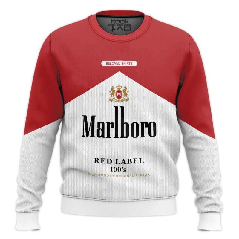 Hooktab Marlboro Red Label 100's Ugly Christmas Sweater Hooktab Marlboro Red Label 100's Ugly Christmas Sweater