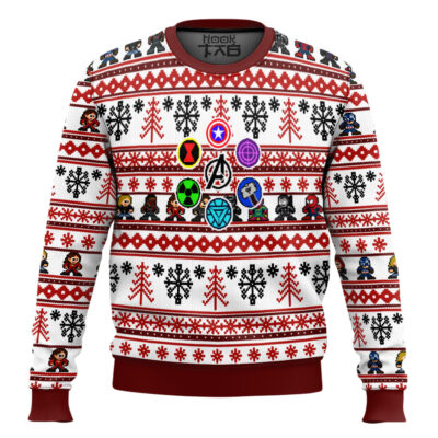 Hooktab Marvel Avengers Retro Ugly Christmas Sweater