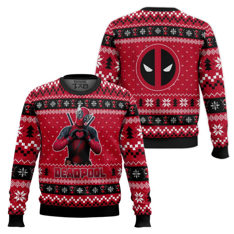 Hooktab Marvel Deadpool Ugly Christmas Sweater Hooktab Marvel Deadpool Ugly Christmas Sweater