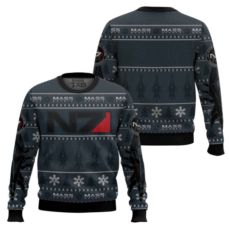Hooktab Mass Effect N7 Ugly Christmas Sweater Hooktab Mass Effect N7 Ugly Christmas Sweater