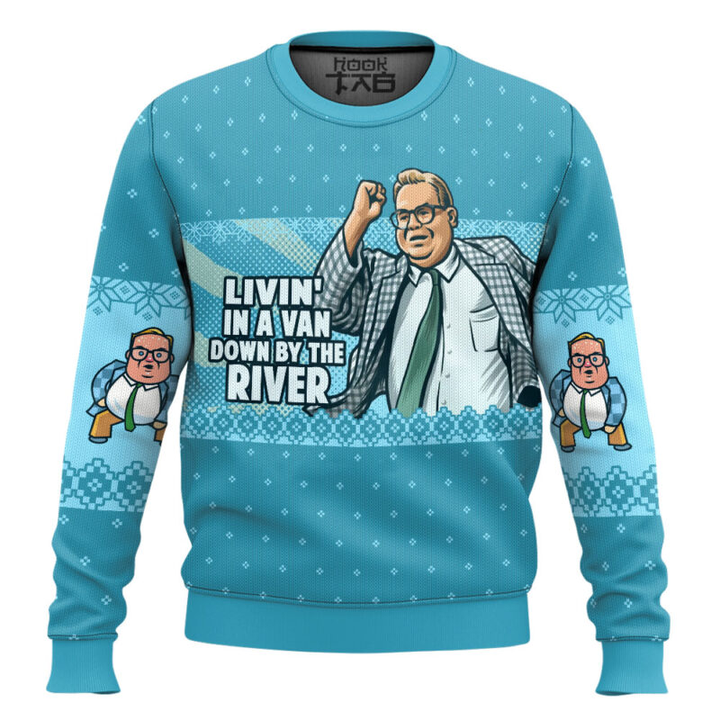 Hooktab Matt Foley Livin' In A Van Down By The River Saturday Night Live Ugly Christmas Sweater