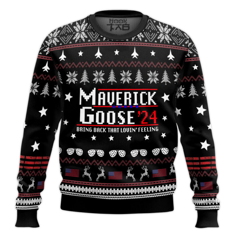 Hooktab Maverick Goose Top Gun Ugly Christmas Sweater