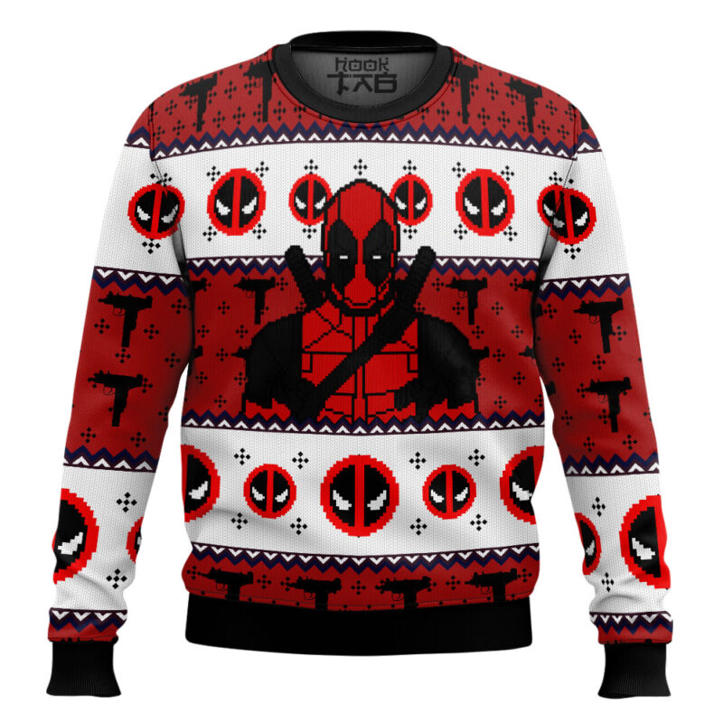 Hooktab Maximum Effort Deadpool Ugly Christmas Sweater