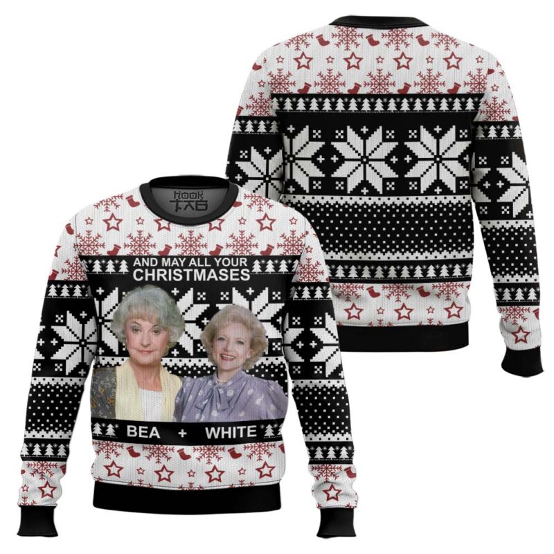 Hooktab May All Your Christmases Bea White The Golden Girls Ugly Christmas Sweater Hooktab May All Your Christmases Bea White The Golden Girls Ugly Christmas Sweater