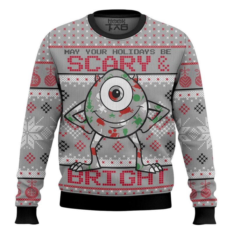 Hooktab May Your Holidays Be Scary And Bright Monsters Inc Ugly Christmas Sweater