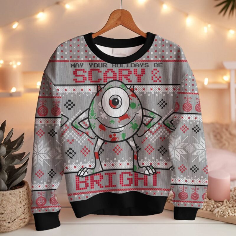 Hooktab May Your Holidays Be Scary And Bright Monsters Inc Ugly Christmas Sweater Hooktab May Your Holidays Be Scary And Bright Monsters Inc Ugly Christmas Sweater