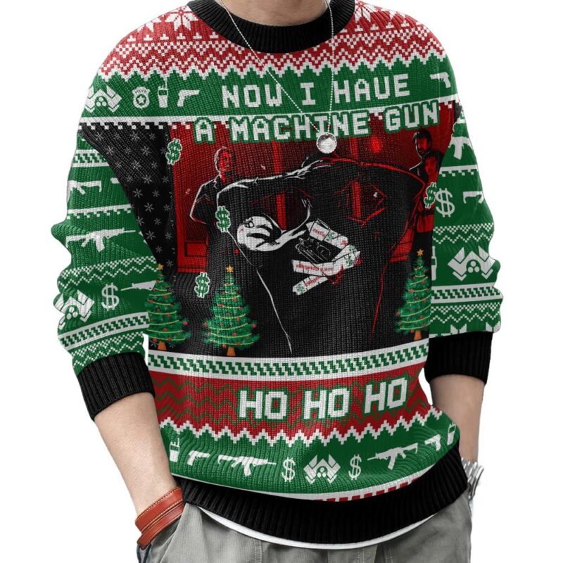 Hooktab McClain Now I Have A Machine Gun Die Hard Ugly Christmas Sweater Hooktab McClain Now I Have A Machine Gun Die Hard Ugly Christmas Sweater