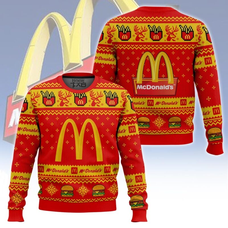Hooktab Mcdonald's Ugly Christmas Sweater Hooktab Mcdonald's Ugly Christmas Sweater