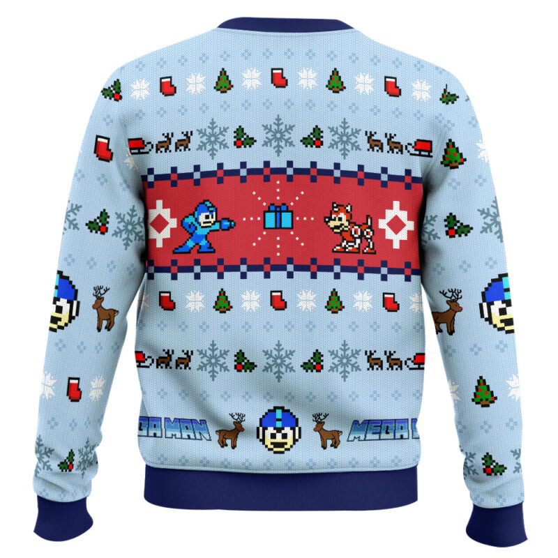 Hooktab Mega Holiday Mega Man Ugly Christmas Sweater Hooktab Mega Holiday Mega Man Ugly Christmas Sweater