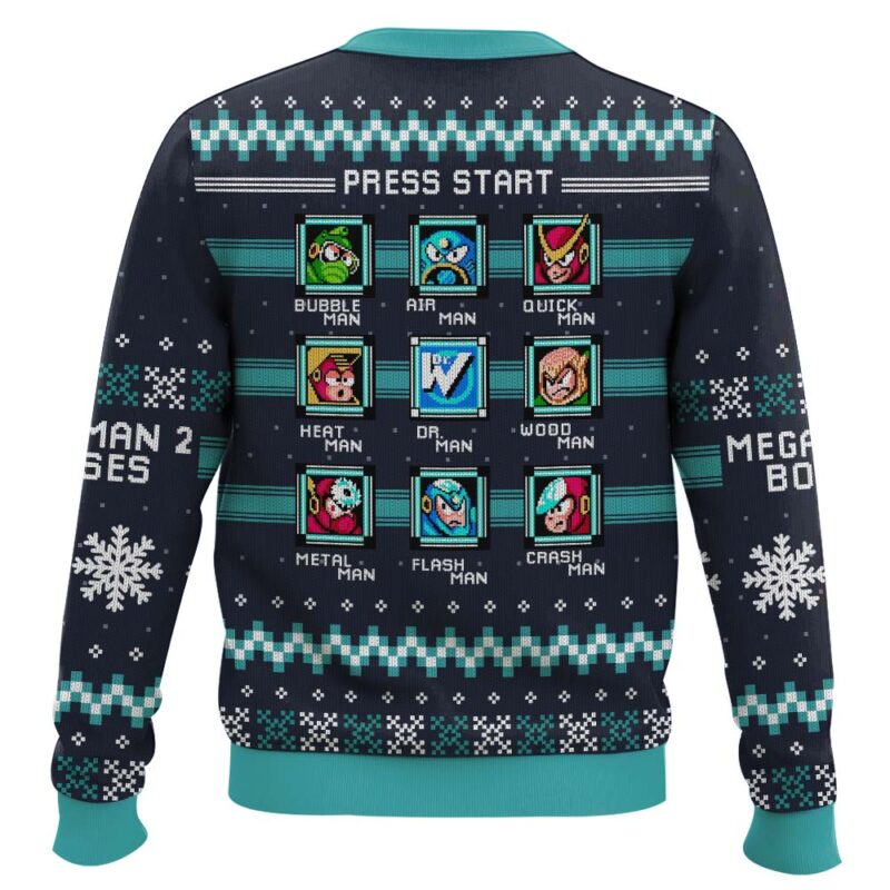 Hooktab Mega Man 2 Bosses Ugly Christmas Sweater Hooktab Mega Man 2 Bosses Ugly Christmas Sweater