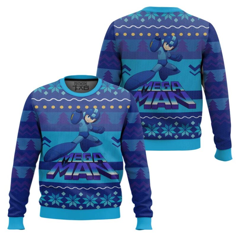 Hooktab Mega Man Ugly Christmas Sweater Hooktab Mega Man Ugly Christmas Sweater
