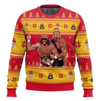 Hooktab Mega Powers Macho Man And Hulk Hogan WWE Ugly Christmas Sweater