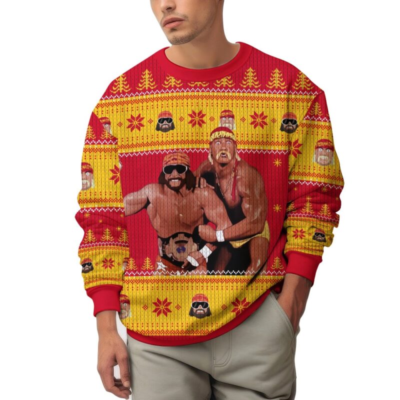 Hooktab Mega Powers Macho Man And Hulk Hogan WWE Ugly Christmas Sweater Hooktab Mega Powers Macho Man And Hulk Hogan WWE Ugly Christmas Sweater